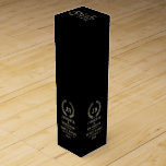 Elegant Gold & Silver Laurel Wreath Wine Box<br><div class="desc">Elegant,  simple,  monogrammed wine label design.
Gold and silver laurel wreath with a customizable monogram. Black changeable background and customizable text template.</div>