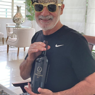 Elegant Gold & Silver Laurel Wreath Wine Label