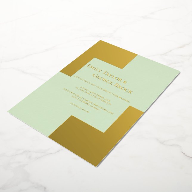Elegant Gold Silver Luxury Formal Modern Wedding Foil Invitation (Rotated)