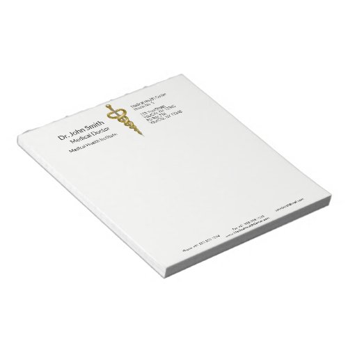 Elegant Gold Silver Noble Classy Medical Asclepius Notepad