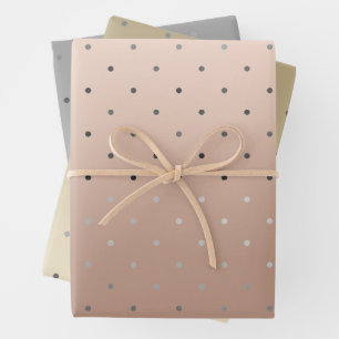 Elegant gold silver & rose gold polka dots wrapping paper sheets