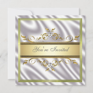 Elegant Gold Silver Silk/Satin Invitation Template