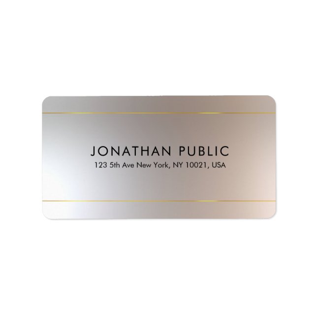 Elegant Gold Silver Template Top Return Address Label (Front)