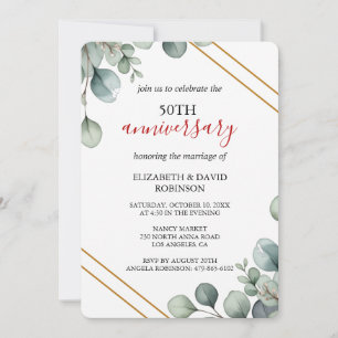 Elegant Gold simple 50th Wedding Anniversary Invitation