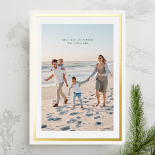Elegant Gold Simple Christmas Frame Photo Foil Holiday Card
