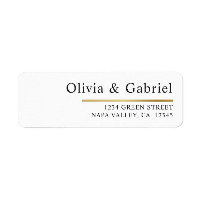 Elegant Gold simple formal Wedding return address Label (Front)