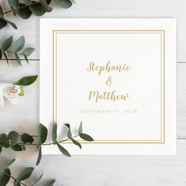 Elegant Gold Simple Modern Minimalist Wedding Napkins (Elegant Gold Simple Modern Minimalist Wedding Napkins)