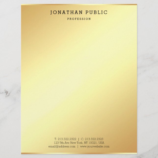 Elegant Gold Simple Modern Professional Template Letterhead (Front)