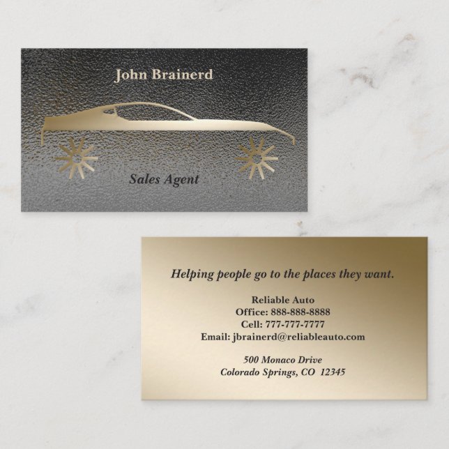 Elegant Gold & Smokey Grey Auto Business Card (Front/Back)