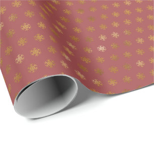 Elegant Gold Snowflake Christmas Holiday Burgundy Wrapping Paper