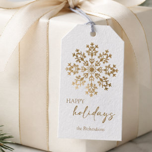 Elegant Gold Snowflake Christmas Holiday Gift Tags