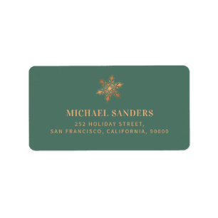 Elegant gold snowflake Christmas return address Label