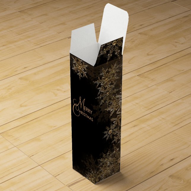 Elegant Gold Snowflake Christmas Wine Box (Opened)