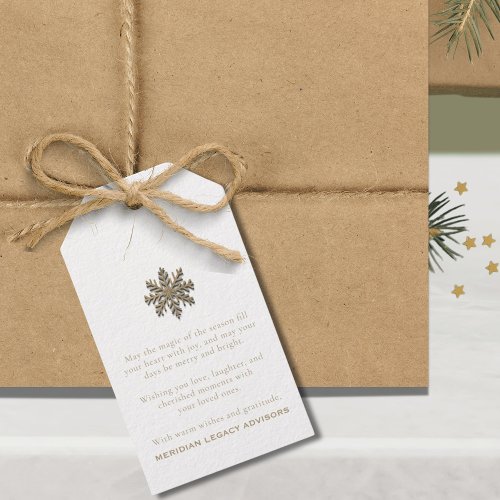Elegant Gold Snowflake Custom Message Gift Tags
