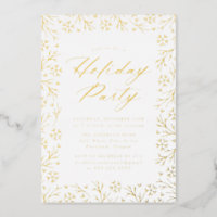 Elegant Gold Snowflake Holiday Party Foil Invitation