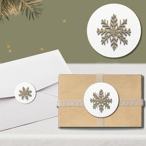 Elegant Gold Snowflake Holiday Sticker