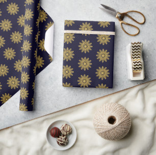 Elegant Gold Snowflake Holiday Wrapping Paper