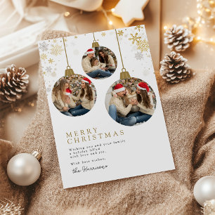 Elegant Gold Snowflake Ornament Christmas Photo Holiday Card