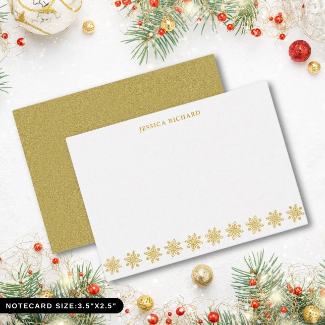 Elegant Gold Snowflake Personalized Note Card (Elegant Gold Snowflake Personalized Note Card)