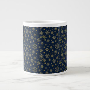 Elegant Gold Snowflake Winter Pattern Giant Coffee Mug