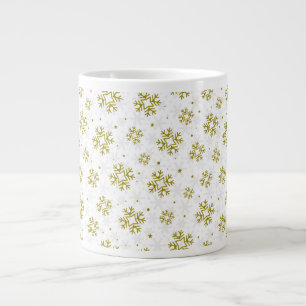 Elegant Gold Snowflake Winter Pattern Giant Coffee Mug