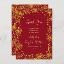 Elegant Gold Snowflakes Baby Shower Thank You Card