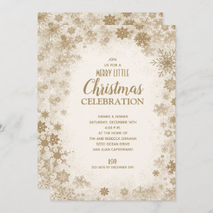 Elegant Gold Snowflakes Christmas Invitations