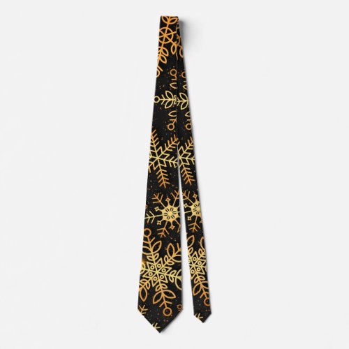 Elegant Gold Snowflakes Christmas  Necktie