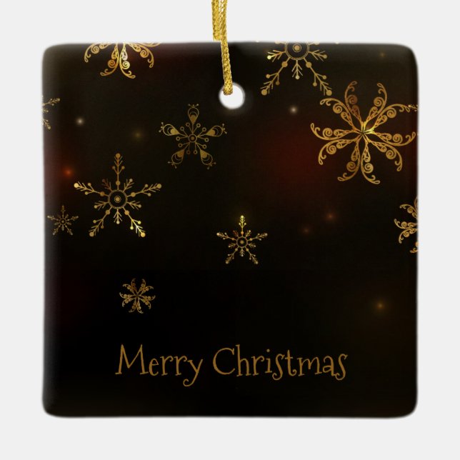 Elegant Gold Snowflakes Christmas | Ornament (Front)