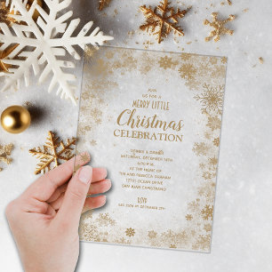 Elegant Gold Snowflakes Christmas Party Acrylic Invitations