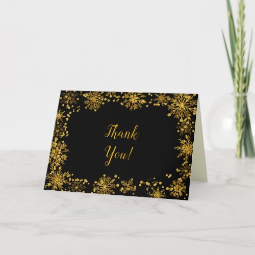 Elegant Gold Snowflakes Christmas Thank You Card