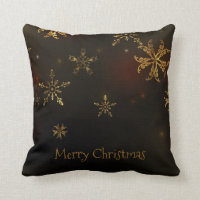 Elegant Gold Snowflakes Christmas | Throw Pillow