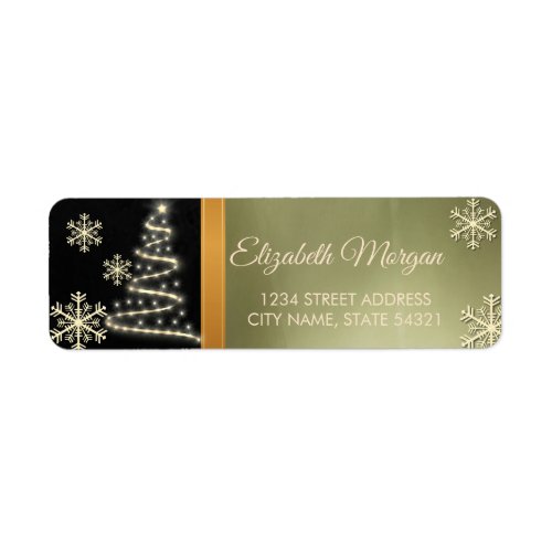 Elegant Gold Snowflakes Christmas Tree  Label