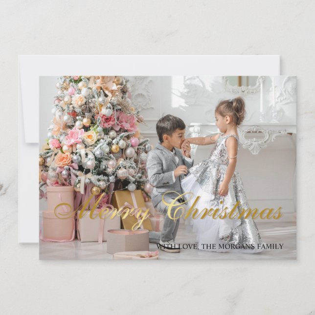 Elegant Gold Snowflakes,Christmas Tree, Photo (Front)