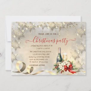 Elegant Gold Snowflakes ,Corporate Christmas Party Invitation