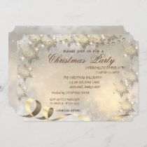 Elegant Gold Snowflakes ,Corporate Christmas Party Invitation