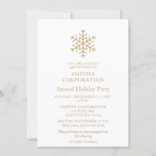 Elegant Gold Snowflakes Corporate Holiday Party Invitation