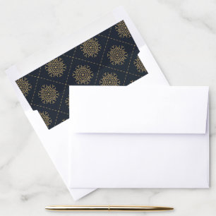 Elegant Gold Snowflakes Dark Blue Christmas Envelope Liner
