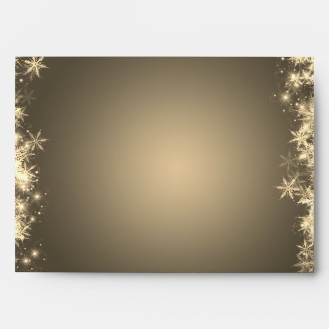 Elegant Gold Snowflakes Envelope (Front)