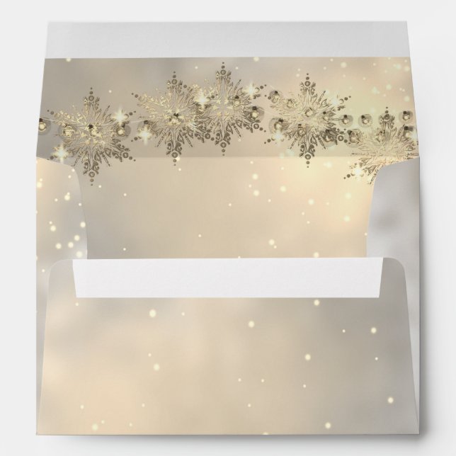 Elegant Gold Snowflakes Gold Envelope (Back (Bottom))