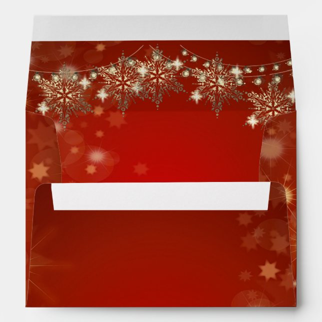 Elegant Gold Snowflakes Red Envelope (Back (Bottom))