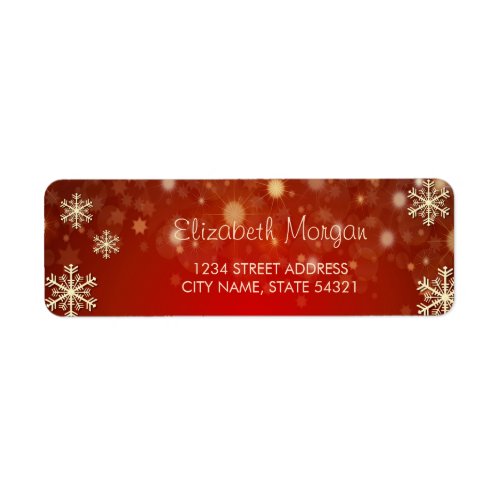 Elegant  Gold Snowflakes Red  Label