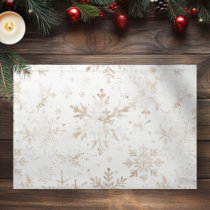 Elegant Gold Snowflakes Winter Themed Christmas Cloth Placemat