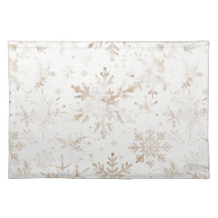Elegant Gold Snowflakes Winter Themed Christmas Cloth Placemat