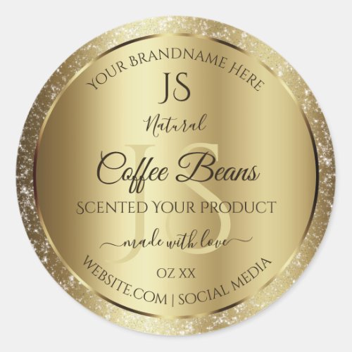 Elegant Gold Soft Glitter Monogram Product Labels