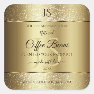 Elegant Gold Soft Glitter Monogram Product Labels