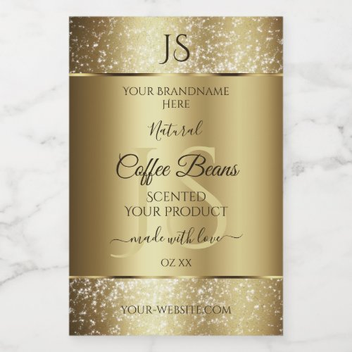 Elegant Gold Soft Glitter Monogram Product Labels