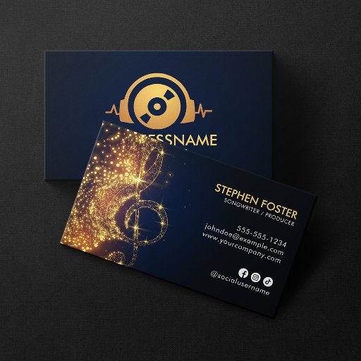 Customizable Elegant Gold Songwriter Music Producer DJ Logo Business Card