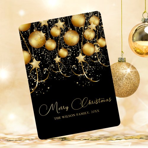 Elegant Gold Sparkle Christmas Bauble Foil Holiday Card