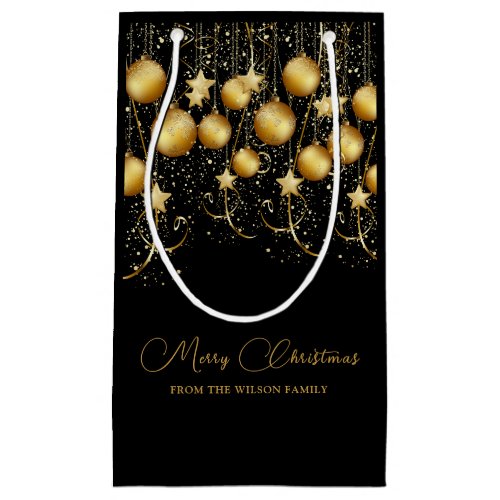 Elegant Gold Sparkle Christmas Party Bauble Small Gift Bag